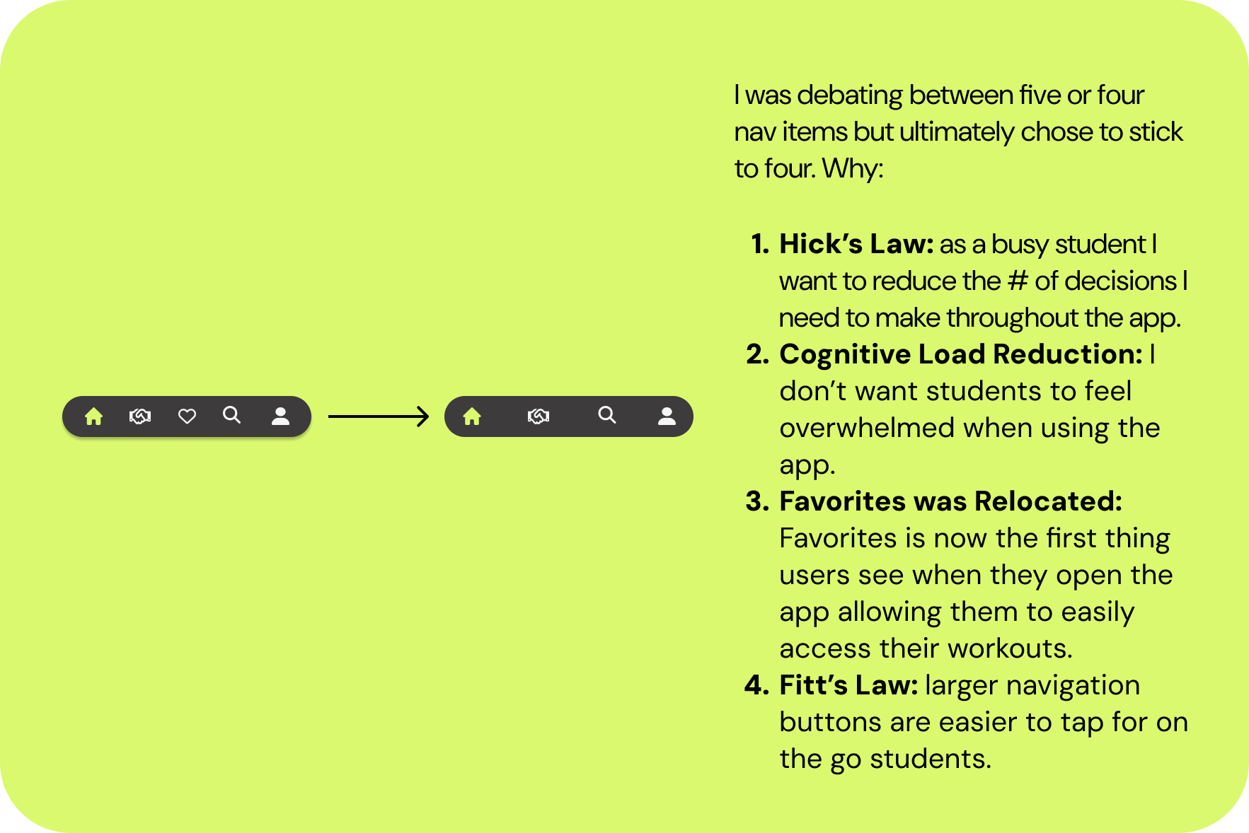 before and after mockups of navigation bar